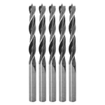 Brocas para madeira em aço carbono Tradestar 3 pontas 12x130mm, pacote com 5 unidades. Ferramenta para perfuração precisa em madeira, com design de 3 pontas e canais helicoidais para remoção de resíduos. Ideal para carpinteiros, mecânicos e hobbistas.