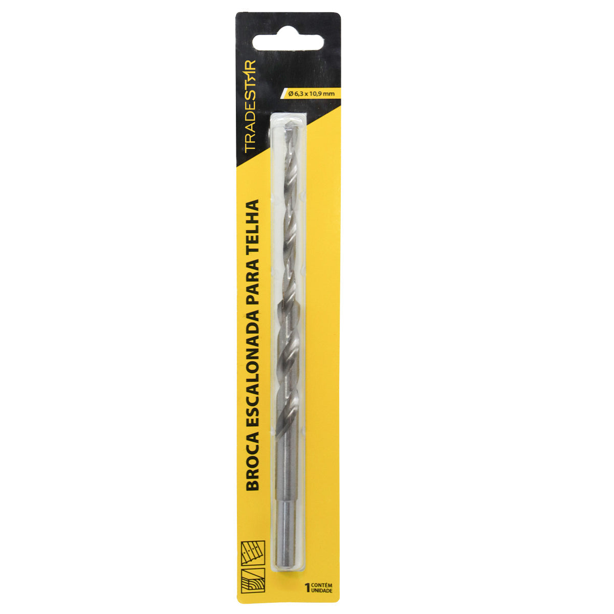 Broca Fibrocimento Escalonada Tradestar para Telha 63mm - Perfuração precisa e eficiente em telhados de fibrocimento. Ideal para instalação de telhas e estruturas industriais. Ferramenta de alta qualidade para profissionais.