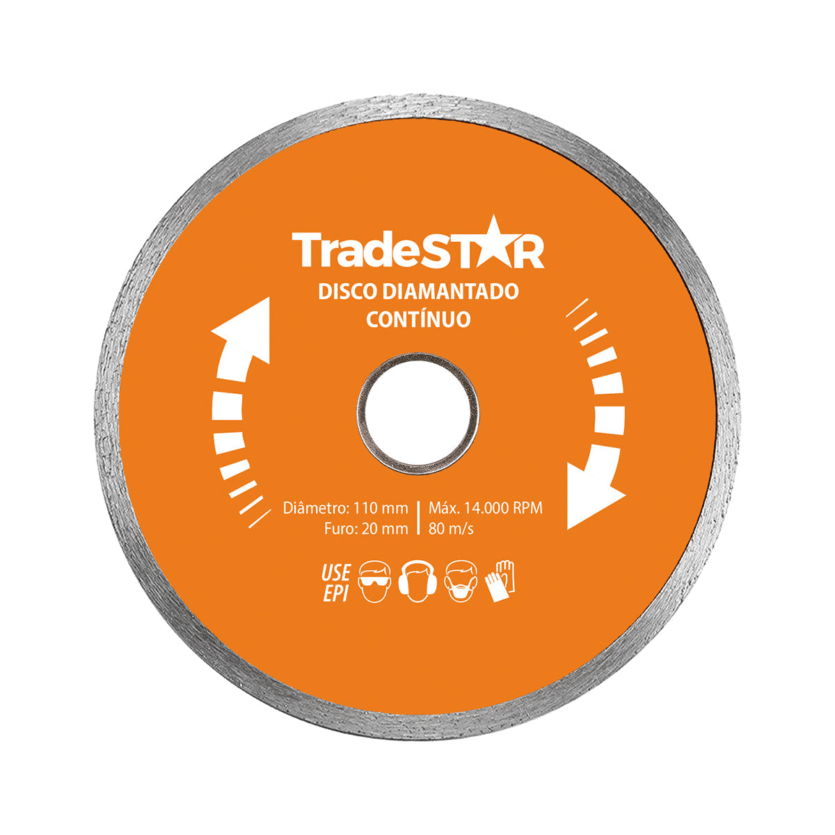 Disco de Corte Diamantado Contínuo TradeStar 110x20mm para serra mármore, ideal para cortes precisos e limpos em diversos materiais. Kit com 4 discos TradeStar para serras, ideal para concreto, tijolo, lajota e madeira. Ferramenta de alta qualidade para construção e reforma.