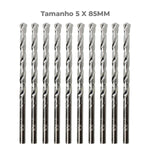 Broca para concreto 5x85mm Tradestar, pacote com 10 unidades. Brocas helicoidais de metal duro para furadeira, ideais para perfurar concreto, pedra e alvenaria. Ferramenta de alta performance para uso profissional e doméstico.