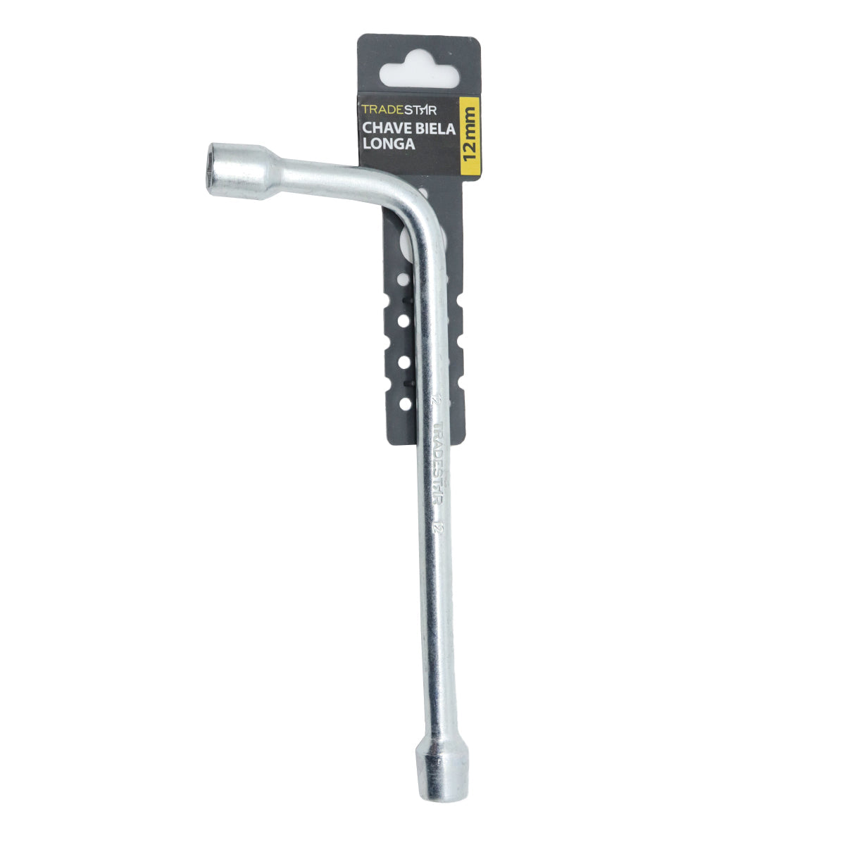 Chave Biela em L 12mm para trabalhos mecânicos e automotivos. Ferramenta em aço carbono galvanizado, ideal para apertar e soltar parafusos e porcas em locais de difícil acesso. Chave longa, resistente e durável, perfeita para reparos automotivos, manutenção de máquinas e montagem de estruturas.