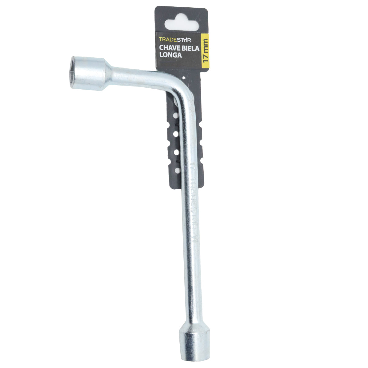 Chave Biela em L 17mm Longa para trabalhos mecânicos e automotivos. Ferramenta em aço carbono galvanizado, ideal para apertar e soltar parafusos e porcas em locais de difícil acesso. Perfeita para reparos automotivos, manutenção de máquinas e montagem de estruturas. Chave de alta durabilidade e resistência, com acabamento cromado.