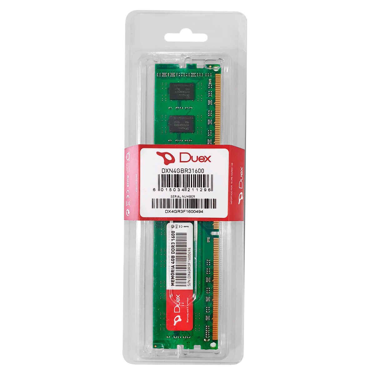 Memória RAM Color Verde 4GB Duex DDR3 1600MHz - Aumente o desempenho do seu PC com esta memória RAM Duex de 4GB. Ideal para multitarefas e jogos, com especificações DDR3, 1600MHz, CL11 e design verde. Produto novo, original, com garantia e envio imediato.