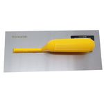 Desempenadeira Aço Lisa 28x12mm Cabo Plástico Tradestar - Ferramenta para construção e acabamento, ideal para aplicar, nivelar e alisar argamassa, reboco e outros revestimentos. Garante acabamento liso e uniforme. Cabo ergonômico amarelo.