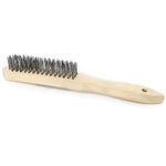 Escova de Aço Carbono Manual Cabo Madeira 4 Filas Tradestar para limpeza pesada, remoção de ferrugem e sujeira em diversas superfícies. Ideal para uso doméstico, projetos de bricolagem e restauração de materiais. Cabo ergonômico de madeira para conforto e precisão.