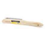 Escova de Aço Carbono Manual Cabo Madeira 4 Filas Tradestar - Ideal para limpeza pesada, remoção de ferrugem e preparação de superfícies. Cabo ergonômico de madeira para conforto e durabilidade.