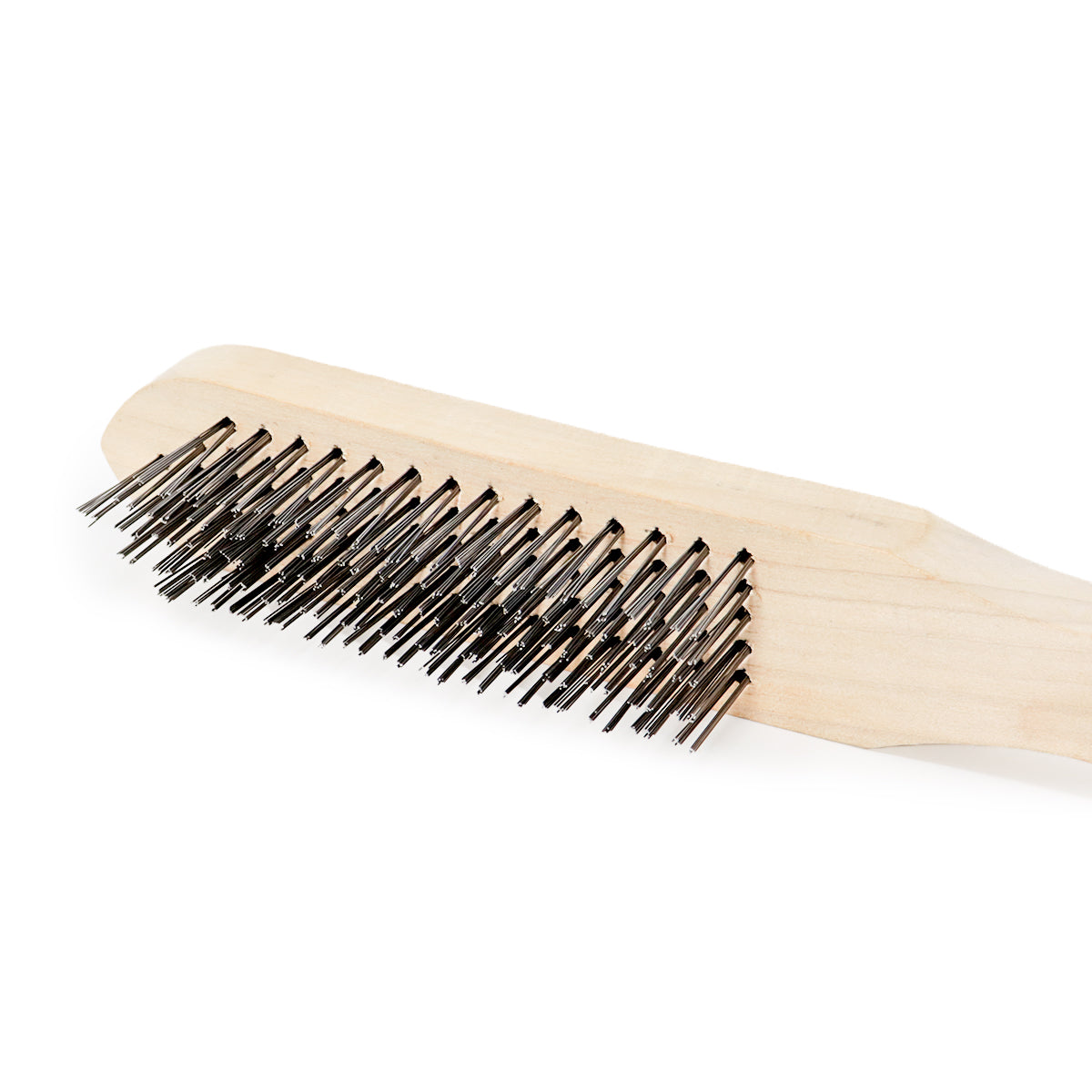 Escova de aço para limpeza de grelha de churrasqueira Tradestar com 5 fileiras e cabo de madeira. Ideal para remover sujeira e ferrugem, revitalizar metais e utensílios domésticos. Ferramenta de limpeza eficiente para churrasco e bricolagem.