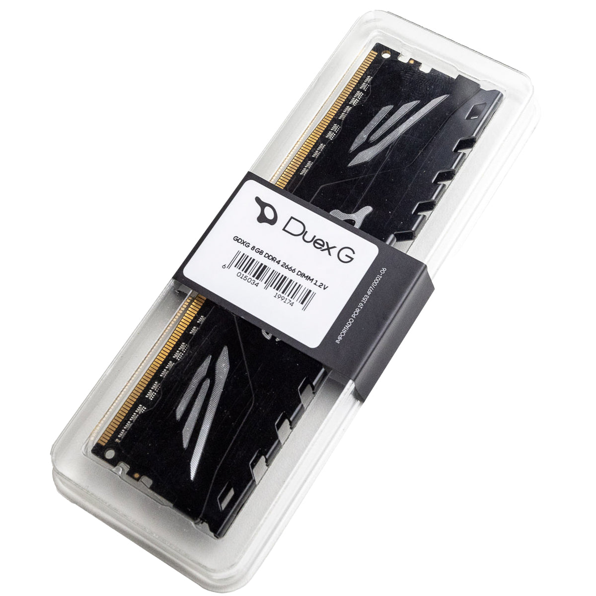 Memória RAM 8GB Duex DDR4 2666MHz em embalagem, ideal para upgrade de desempenho em computadores. Aumente a velocidade e capacidade do seu PC com esta memória de alta performance, que oferece inicialização rápida, multitarefas eficientes e compatibilidade com diversos sistemas.