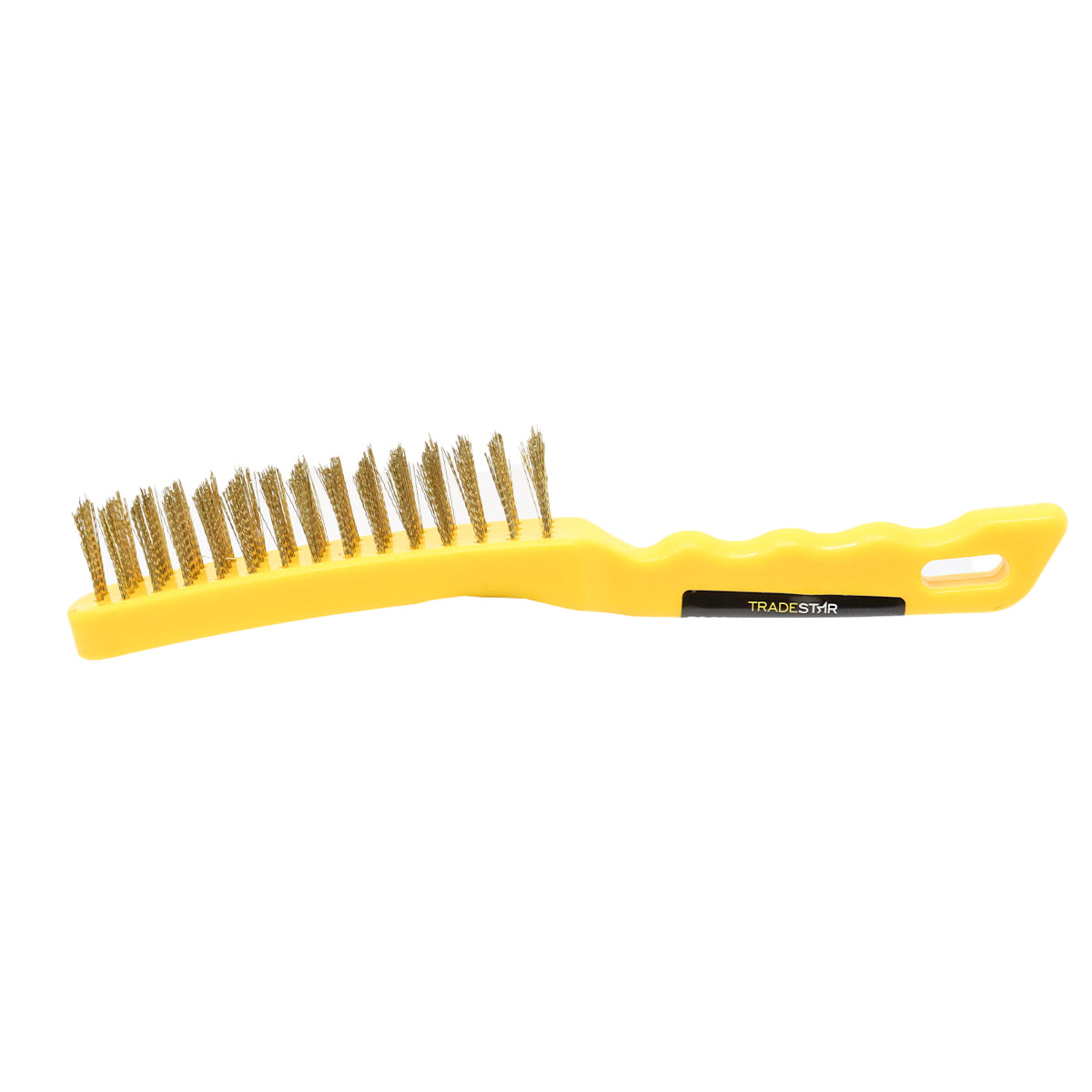 Escova de aço Tradestar para limpeza pesada, ideal para churrasqueira e remoção de ferrugem. Ferramenta durável com cerdas de aço carbono para limpeza eficiente de diversas superfícies.