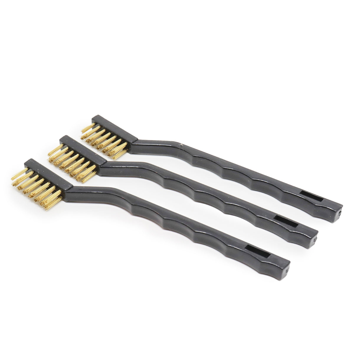 Jogo de Escovas de Aço Manual Tradestar com 3 peças de 17mm, ideal para limpeza e remoção de ferrugem em diversas superfícies. Escovas com cerdas de latão e cabos ergonômicos para uso confortável e seguro.