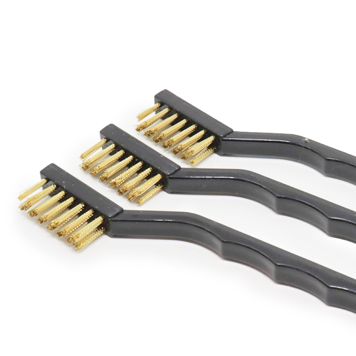 Jogo de Escovas de Aço Manual Tradestar com 3 peças de 17mm, ideal para limpeza e remoção de ferrugem em diversas superfícies. Escovas de latão com cabos ergonômicos para uso confortável e seguro.