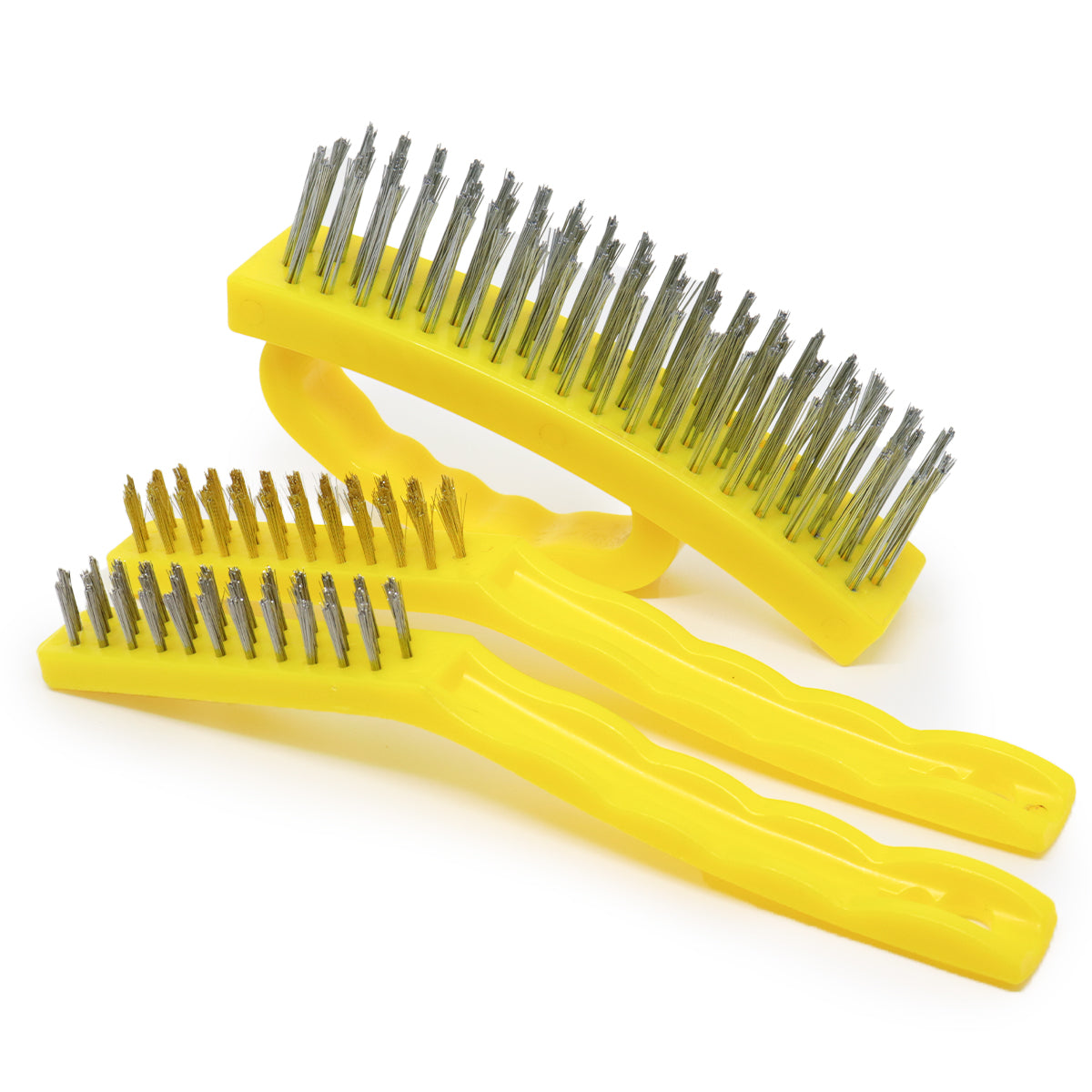 Jogo de Escovas de Aço Manual Tradestar com 3 peças: aço, latão e inox. Ideal para limpeza pesada, delicada e preparação de superfícies. Ferramenta manual para remoção de ferrugem, sujeira e preparação para pintura.