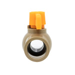 Registro Esfera PVC Soldável 3/4 25mm Kit com 10 Unidades Tradestar - Válvula de esfera em PVC marrom com alavanca laranja para controle de fluxo em sistemas hidráulicos. Ideal para água potável, irrigação e outras aplicações.