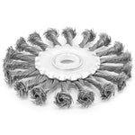 Escova de Aço Torcido Circular Rotativa Trançada 4.1/2 115mm para remoção de ferrugem, pintura e limpeza de superfícies. Ferramenta de aço torcido de alta durabilidade, ideal para uso em cantos e locais de difícil acesso.