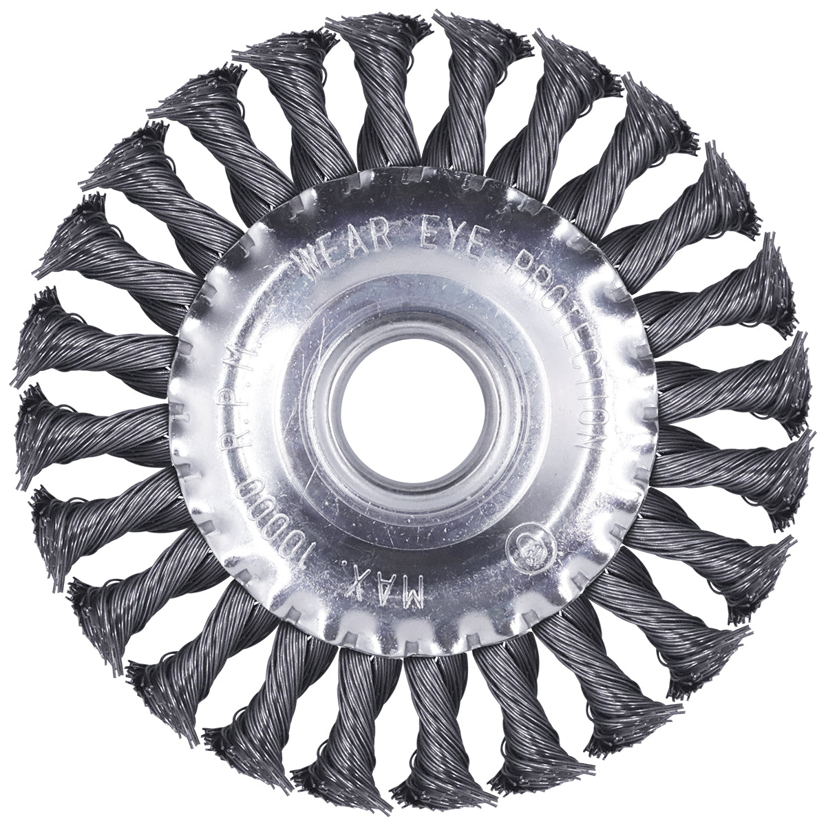 Escova de Aço Industrial Fio Torcido 5 Polegadas (125mm) para esmerilhadeira, ideal para remoção de ferrugem, limpeza de metal e solda. Escova circular Tradestar com furo de 22,23mm.