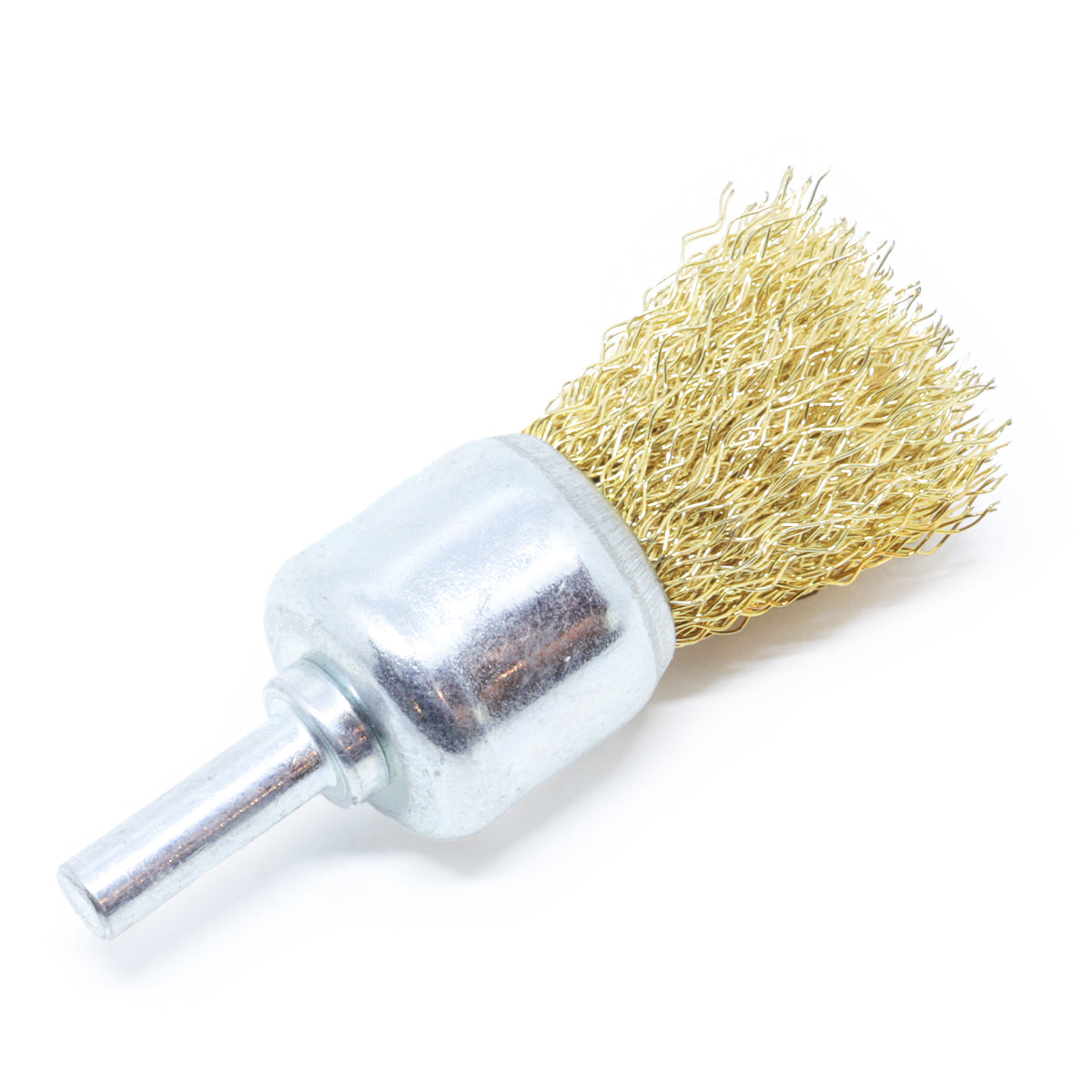 Escova de Aço Tipo Pincel Latonada 25mm Haste 1/4x1" - Ferramenta para limpeza e preparação de superfícies, ideal para remover ferrugem, tintas e resíduos. Escova de aço latonado de alta qualidade, compatível com furadeiras, proporcionando resultados precisos e duradouros.