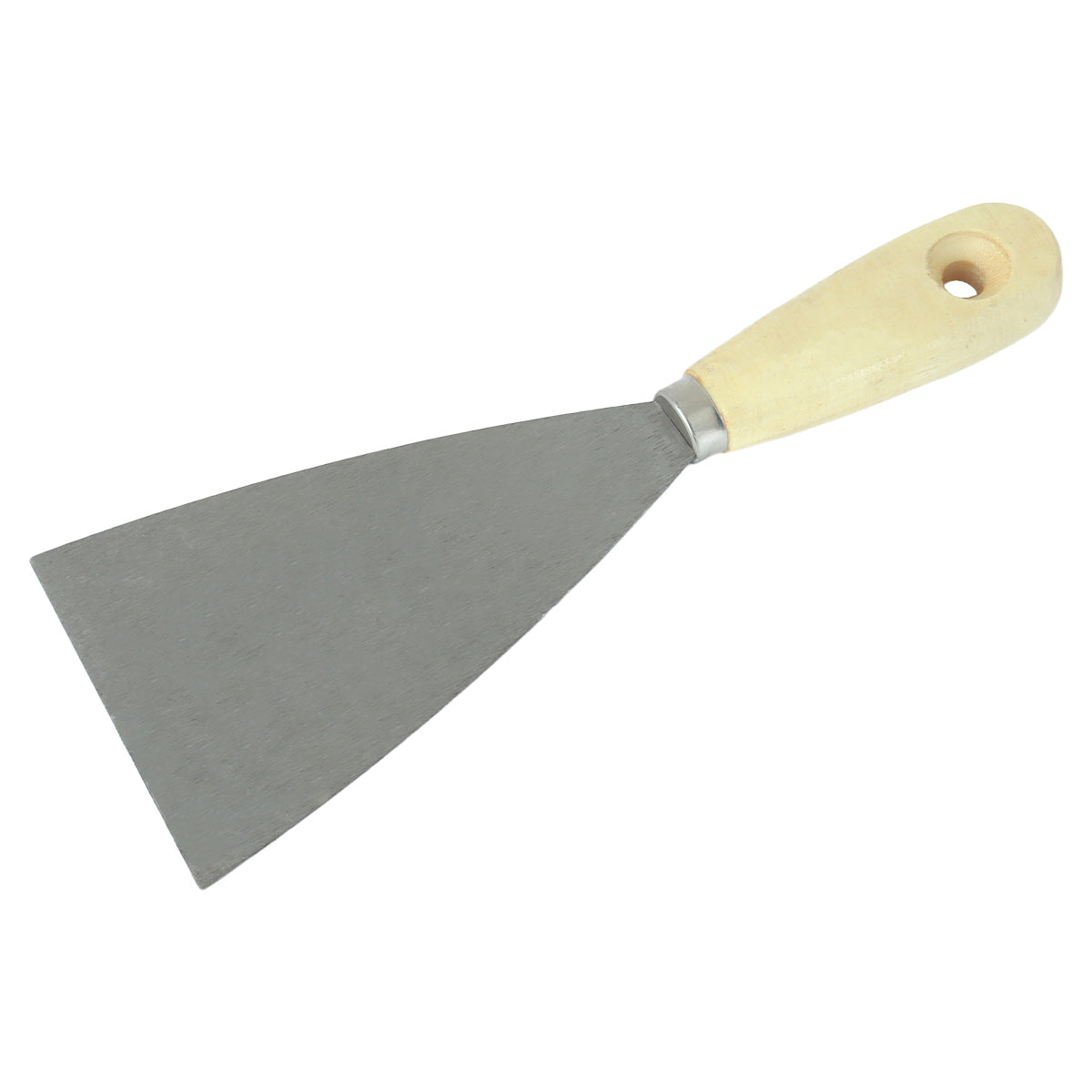 Espátula 8 cm de aço com cabo de madeira para aplicação de massa corrida, gesso, pintura e drywall. Ferramenta multiuso para construção e artesanato.