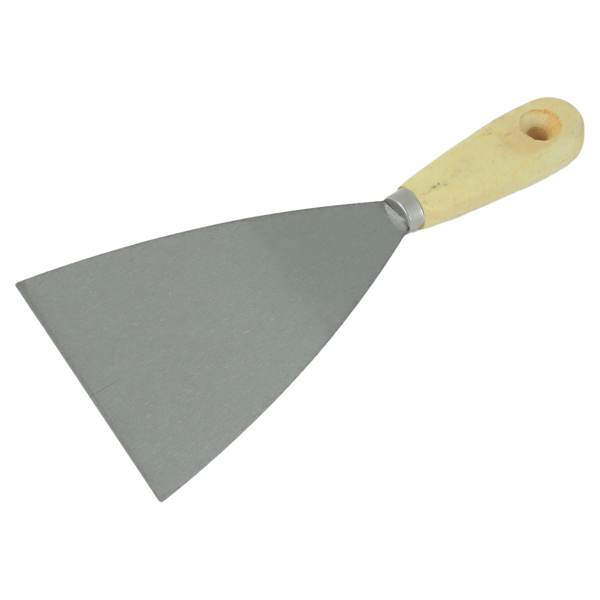 Espátula 10cm Aço Tradestar com cabo de madeira para gesso, massa corrida, pintura e drywall. Ferramenta multiuso para aplicação e acabamento em diversas superfícies.