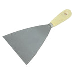 Espátula 12cm de aço Tradestar com cabo de madeira, ideal para gesso, massa corrida, pintura e drywall. Ferramenta multiuso para profissionais e projetos de construção e reforma.
