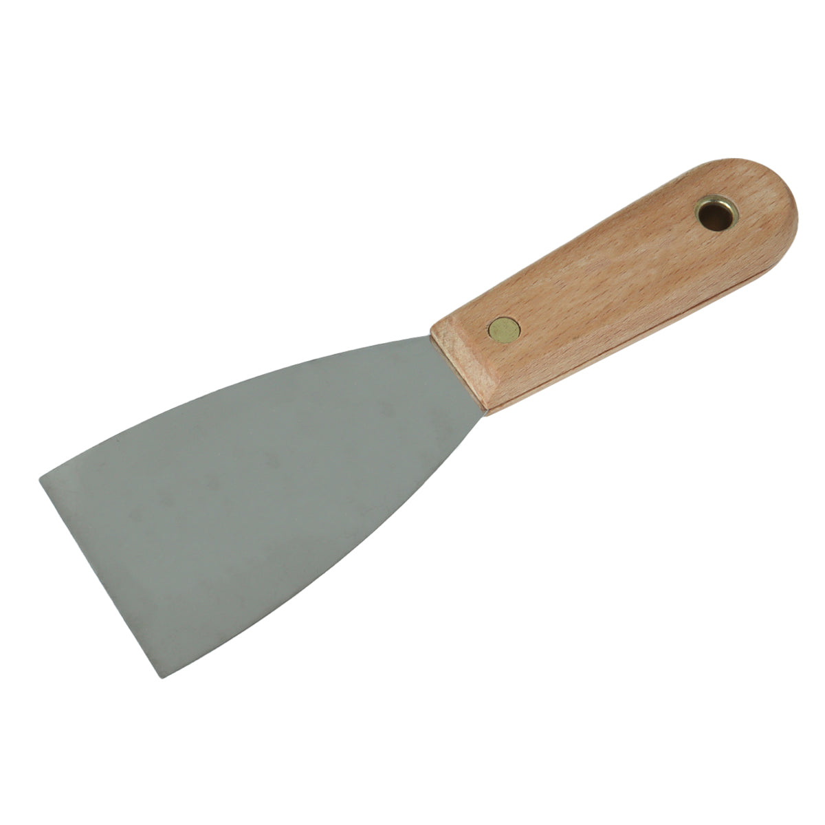 Espátula 6 cm de aço inox multiuso com cabo de madeira para pintura, gesso e drywall. Ferramenta Tradestar para aplicação e acabamento precisos, ideal para profissionais e projetos de design.