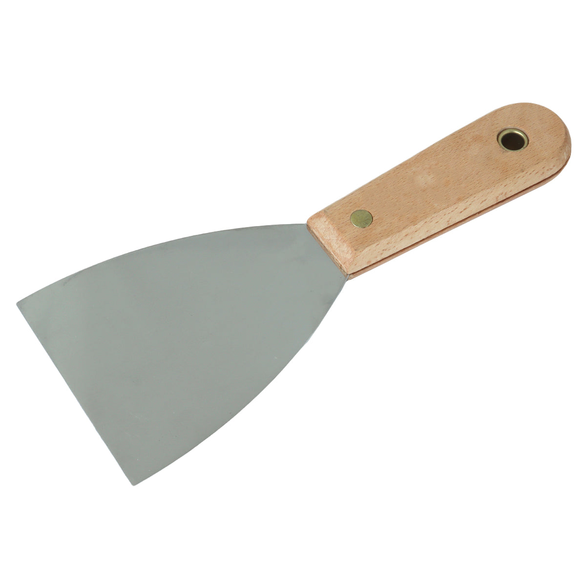 Espátula 8 cm de aço inox multiuso com cabo de madeira, ideal para chapa, pintura, gesso e drywall. Ferramenta Tradestar de alta qualidade para profissionais e projetos diversos.