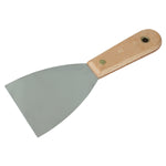 Espátula 8 cm de aço inox multiuso com cabo de madeira, ideal para chapa, pintura, gesso e drywall. Ferramenta Tradestar de alta qualidade para profissionais e projetos diversos.