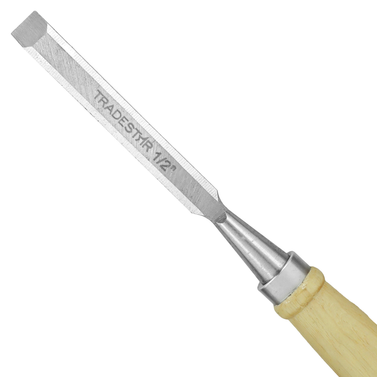 Formão Tradestar 1/2 polegada para entalhe e escultura em madeira, ferramenta de aço de alta qualidade com cabo ergonômico para marcenaria e carpintaria. Ideal para artesãos e projetos DIY.