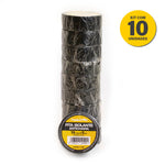 Kit 10 Rolos Fita Isolante PVC Antichama 19mmX5M Preta Tradestar para isolamento elétrico, proteção de fios e cabos, alta resistência e durabilidade.
