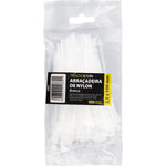 Abraçadeira de nylon preta Tradestar 2,5x100mm, pacote com 100 unidades, ideal para organizar e fixar cabos e fios em eletrônica, construção civil, jardinagem e automotivo. Solução prática e segura para organização.