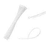 Abraçadeira de nylon Tradestar 2,5x200mm branca, ideal para organizar e fixar cabos e fios. Pacote com 100 unidades. Solução versátil para eletrônica, construção e jardinagem.