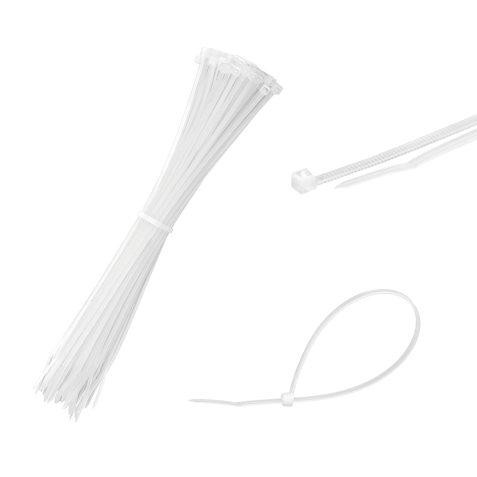 Abraçadeira de nylon Tradestar 2,5x200mm branca, ideal para organizar e fixar cabos e fios. Pacote com 100 unidades. Solução versátil para eletrônica, construção e jardinagem.