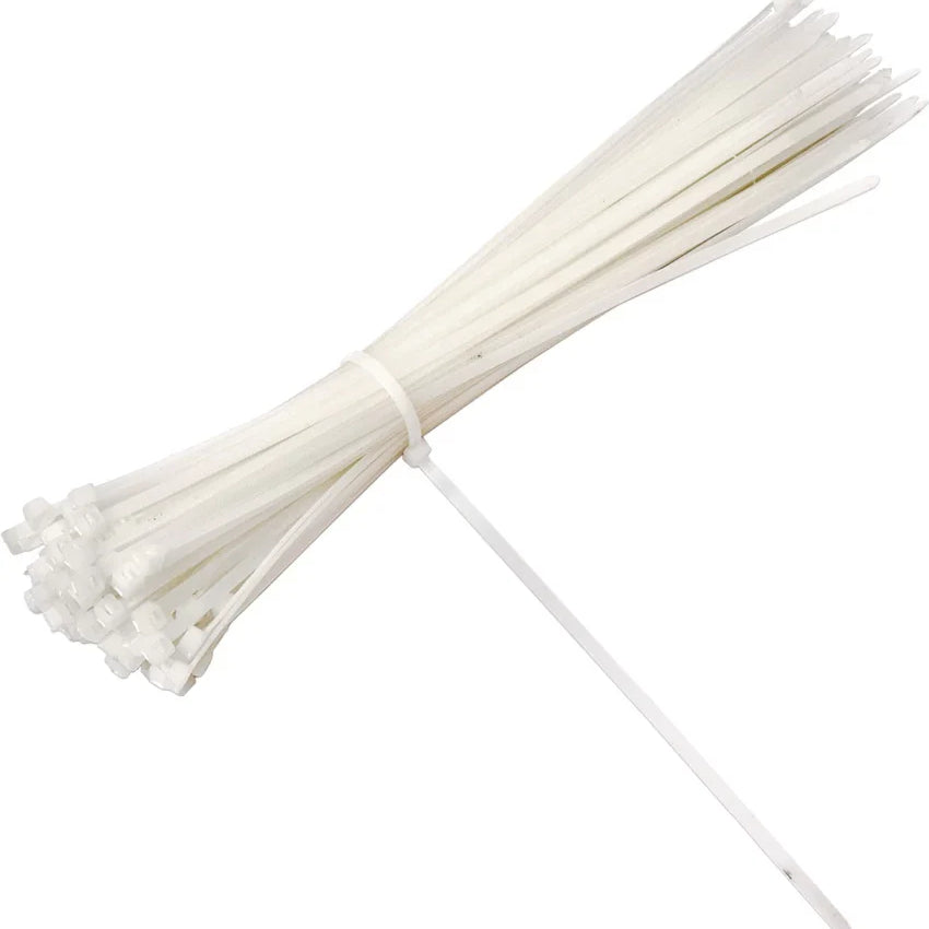 Abraçadeira de nylon Tradestar 3,6x250mm, pacote com 100 unidades. Ideal para organizar e fixar cabos, fios e outros itens em eletrônica, construção civil, jardinagem e automotivo. Durável, versátil e fácil de usar.