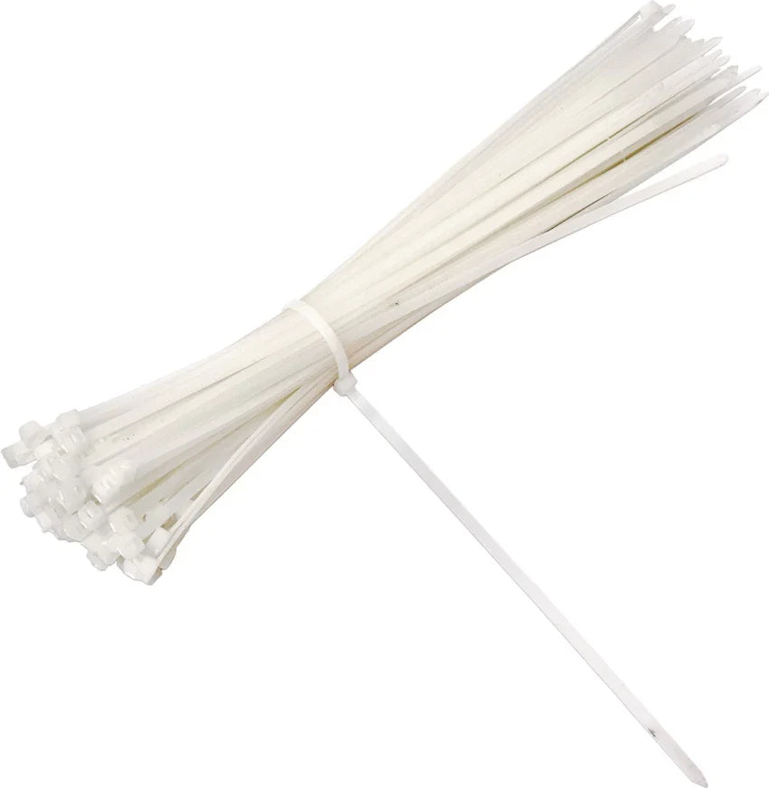 Abraçadeira de nylon Tradestar 3,6x250mm, pacote com 100 unidades. Ideal para organizar e fixar cabos, fios e outros itens em eletrônica, construção civil, jardinagem e automotivo. Durável, versátil e fácil de usar.