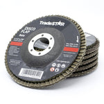 Kit com 10 discos flap reto para porcelanato e piso G40 4.1/2 115mm TradeSTAR. Discos de lixa flap de óxido de alumínio, ideais para desbaste em aço inox, alumínio e metais ferrosos. Perfeitos para uso em esmerilhadeiras angulares, oferecendo alta durabilidade e desempenho. Ideal para lixamento, polimento e preparação de superfícies. Produto original, com garantia e envio imediato.