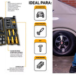 Caixa de Ferramentas 110 Peças Cromo Vanádio Tradestar Pro+ ideal para automotivo, manutenções, DIY e marcenaria. Conjunto completo com chaves, soquetes, alicates e bits, ideal para profissionais e uso doméstico. Maleta compacta e resistente, perfeita para reparos e manutenção geral.