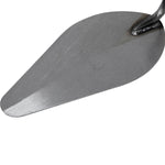 Colher de Pedreiro 7 Polegadas Canto Redondo Tradestar em aço, ideal para construção civil. Ferramenta com lâmina de aço carbono resistente, cabo de madeira anatômico e canto arredondado para acabamentos precisos em argamassa e cimento. Perfeita para pedreiros e profissionais de construção.