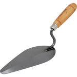 Colher de Pedreiro 8 Polegadas Canto Redondo Tradestar em aço carbono com cabo de madeira anatômico. Ferramenta ideal para construção civil, assentamento de tijolos, aplicação de argamassa e acabamentos em reboco.