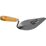 Colher de Pedreiro 9 Polegadas Canto Redondo Tradestar em aço com cabo de madeira, ideal para construção civil, assentamento de tijolos, argamassa e acabamentos. Ferramenta profissional com durabilidade e conforto.