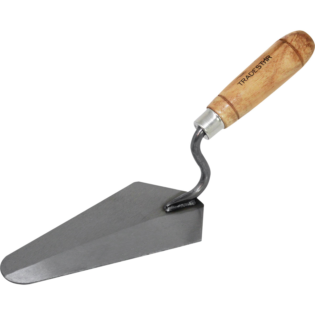Colher de Pedreiro 7" Canto Vivo Canto Reto Tradestar em aço, ideal para construção civil, assentamento de tijolos, aplicação de argamassa e reboco. Cabo de madeira ergonômico e lâmina de aço carbono resistente.