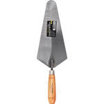 Colher de Pedreiro 10" Canto Reto Tradestar - Ferramenta de aço carbono para construção civil, ideal para assentamento de tijolos, aplicação de argamassa e reboco. Cabo de madeira ergonômico para conforto e precisão em obras e reformas.