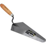 Colher de Pedreiro 10" Canto Reto Tradestar em aço carbono com cabo de madeira, ideal para construção civil, assentamento de tijolos, argamassa e reboco. Ferramenta profissional para pedreiros e reformas.