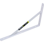 Suporte Braço Parede Mão Francesa Branca 25x16mm Tradestar - Cantoneira em aço branco para prateleiras, ideal para organização e decoração de ambientes. Suporte em formato de 'L' com pintura eletrostática, fixação em parede.
