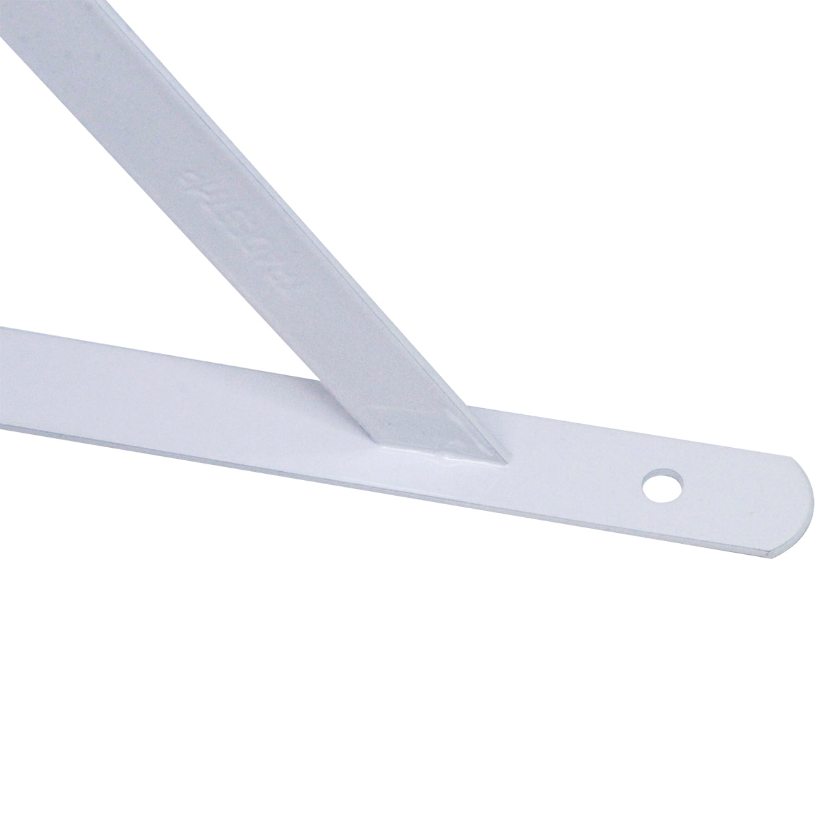 Suporte Braço Parede Mão Francesa Branca Tradestar 25x16mm. Cantoneira em aço branco para prateleiras, ideal para organização e decoração de ambientes. Suporte em formato "L" com pintura eletrostática, resistente e durável.