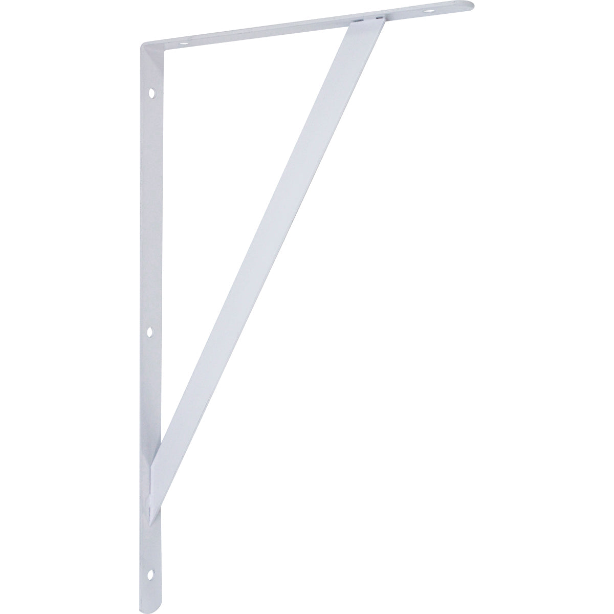 Suporte Braço Parede Mão Francesa Branca 30x19mm Tradestar. Cantoneira em aço branco para fixação de prateleiras, ideal para organização e decoração de ambientes internos. Suporte em formato 'L' resistente e durável.