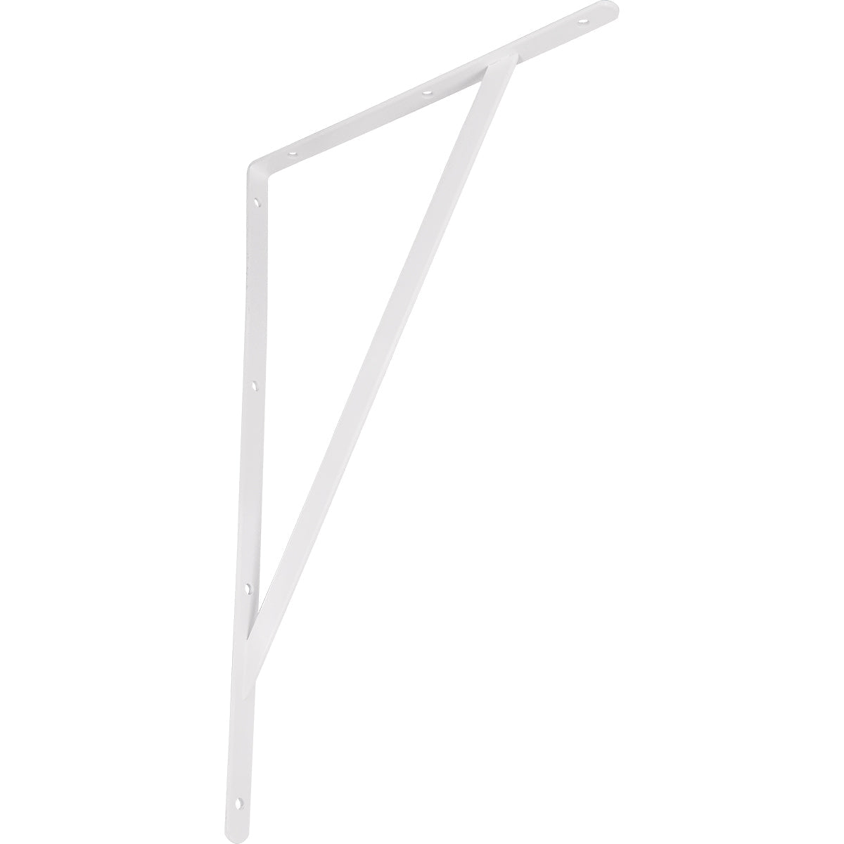 Suporte Braço Parede Mão Francesa Branca 40x25mm Tradestar - Suporte de aço branco em formato de L para prateleiras, ideal para fixação em paredes, usado em ambientes domésticos e comerciais para organização e decoração. Dimensões 40x25mm.