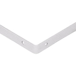 Suporte Braço Parede Mão Francesa Branca 40x25mm Tradestar, cantoneira em aço com pintura branca, ideal para fixação de prateleiras em ambientes domésticos e comerciais. Suporte em formato 'L' com furos para fixação.