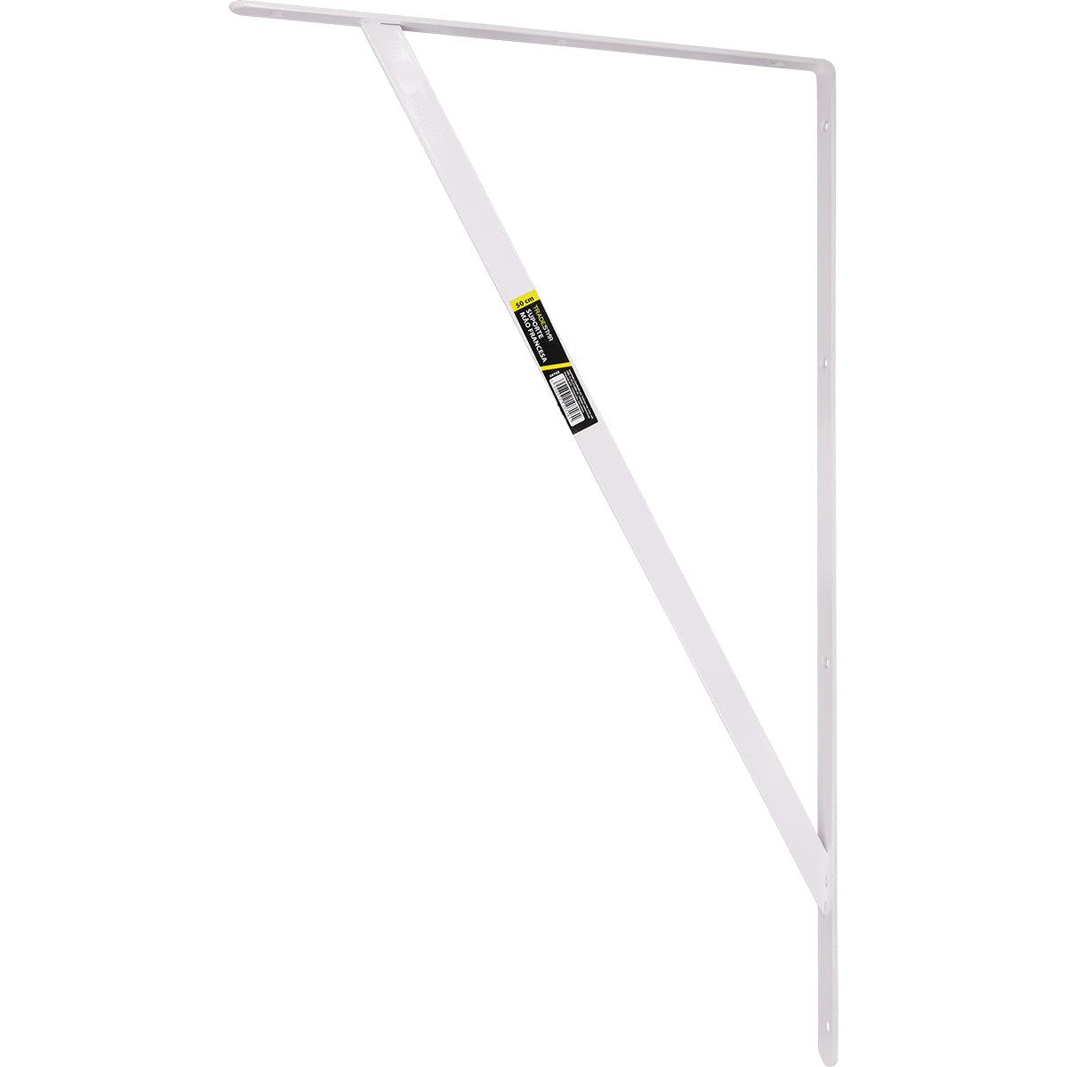 Suporte Braço Parede Mão Francesa Branca 50x30mm Tradestar - Suporte em aço branco para prateleiras, ideal para organização e decoração de ambientes. Mão francesa resistente para fixação em paredes de alvenaria ou madeira.