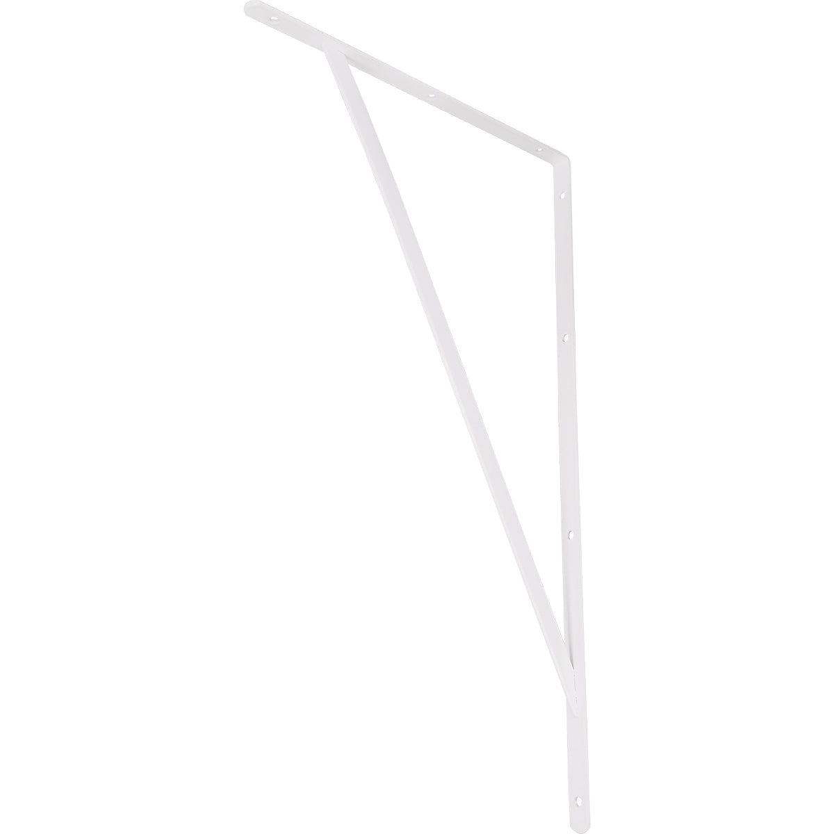 Suporte Braço Parede Mão Francesa Branca 50x30mm Tradestar. Suporte em aço branco para prateleiras, ideal para organização e decoração de ambientes internos, como salas, cozinhas e escritórios. Cantoneira resistente para fixação em paredes de alvenaria ou madeira.