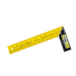 Esquadro de aço com cabo metálico Tradestar 12 polegadas (300mm) para construção civil, carpinteiros, pedreiros e hobbistas. Ferramenta de medição precisa para ângulos de 45 e 90 graus, fabricada em aço carbono resistente e cabo de alumínio ergonômico. Ideal para cortes e alinhamentos perfeitos em projetos e obras.