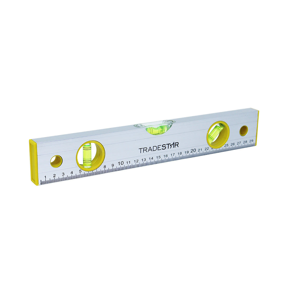 Nível Esquadro de Bolha 12" Tradestar em alumínio com 3 bolhas para construção e marcenaria. Ferramenta para alinhamento e esquadro preciso.